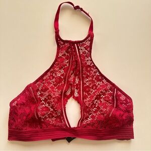 Victoria's Secret red lace halter bralette